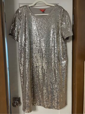 Gold Sequin T-Shirt Dress
